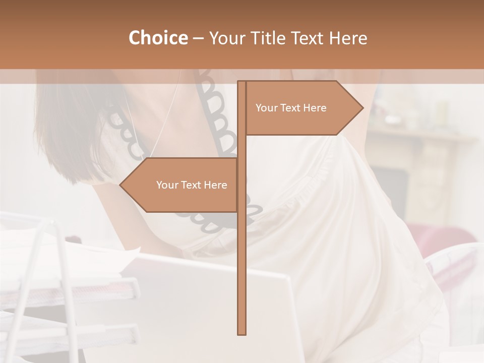 Pregnant Woman In Home Office With A Sore Back PowerPoint Template