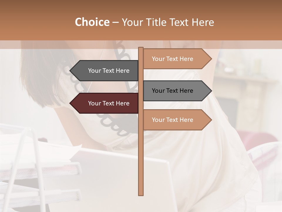 Pregnant Woman In Home Office With A Sore Back PowerPoint Template