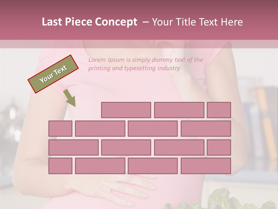 Pregnant Woman In Kitchen Making A Salad And Smiling PowerPoint Template