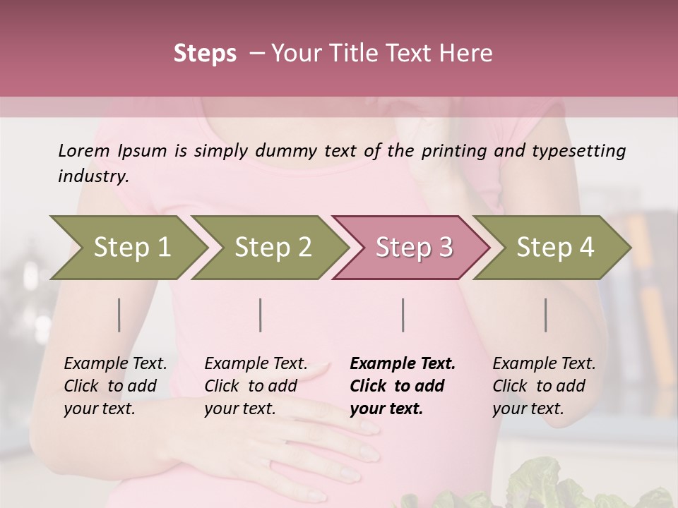 Pregnant Woman In Kitchen Making A Salad And Smiling PowerPoint Template