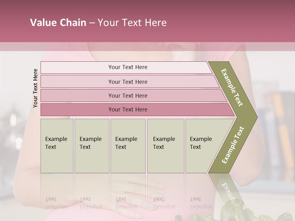 Pregnant Woman In Kitchen Making A Salad And Smiling PowerPoint Template