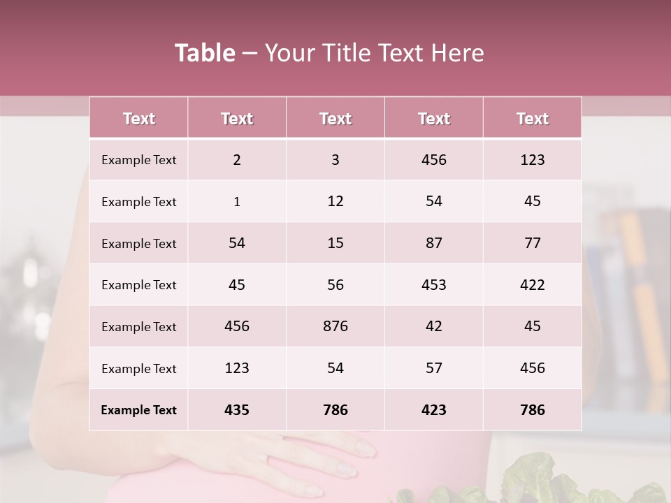 Pregnant Woman In Kitchen Making A Salad And Smiling PowerPoint Template