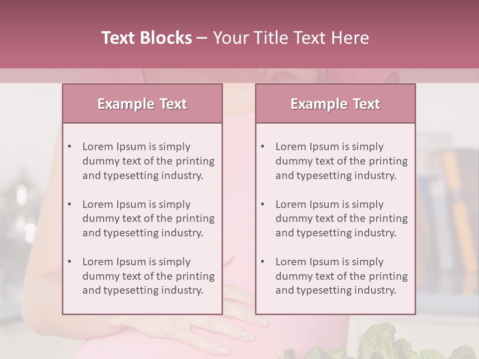 Pregnant Woman In Kitchen Making A Salad And Smiling PowerPoint Template