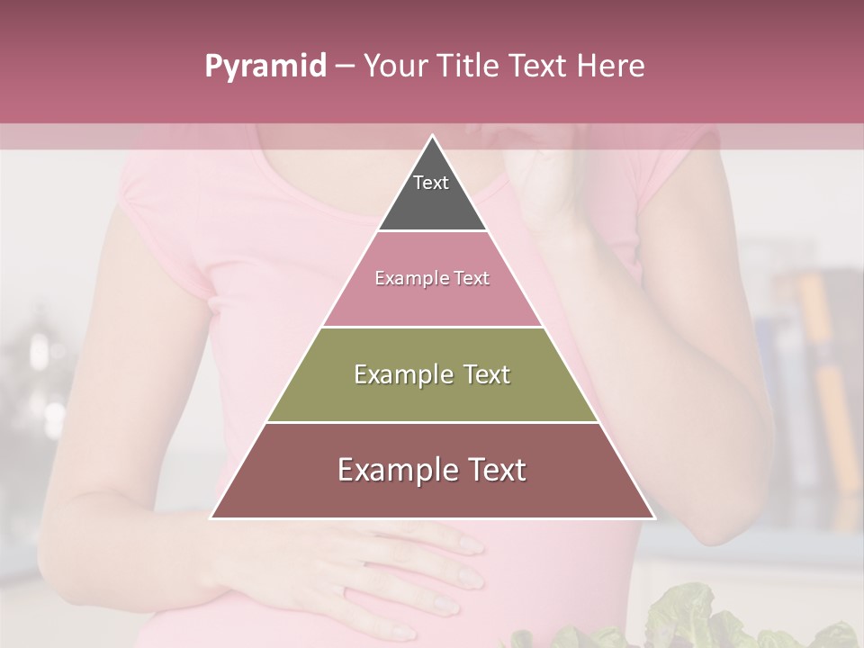Pregnant Woman In Kitchen Making A Salad And Smiling PowerPoint Template