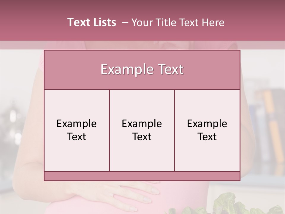 Pregnant Woman In Kitchen Making A Salad And Smiling PowerPoint Template