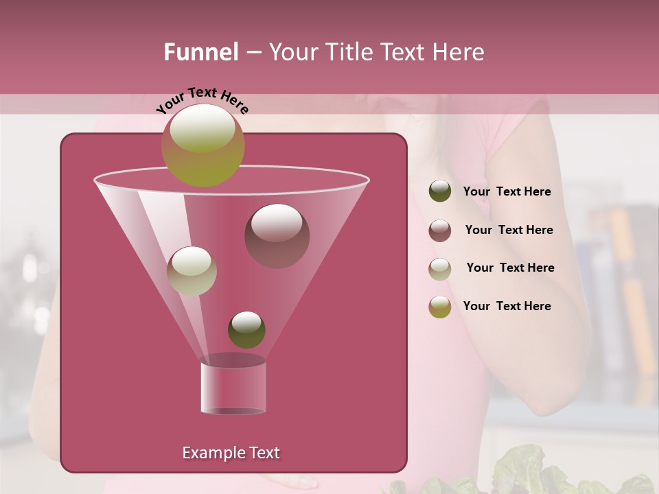 Pregnant Woman In Kitchen Making A Salad And Smiling PowerPoint Template