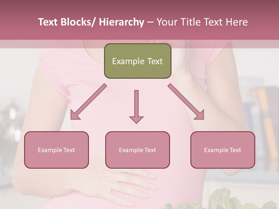 Pregnant Woman In Kitchen Making A Salad And Smiling PowerPoint Template