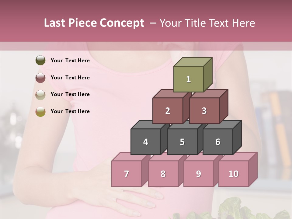 Pregnant Woman In Kitchen Making A Salad And Smiling PowerPoint Template