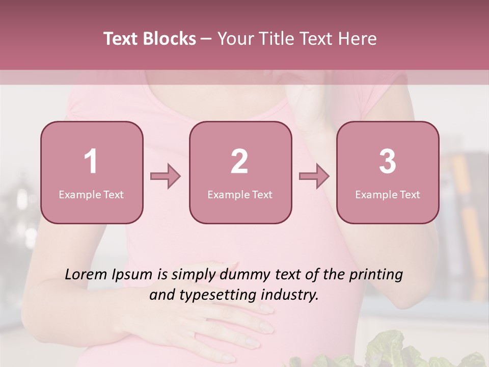 Pregnant Woman In Kitchen Making A Salad And Smiling PowerPoint Template