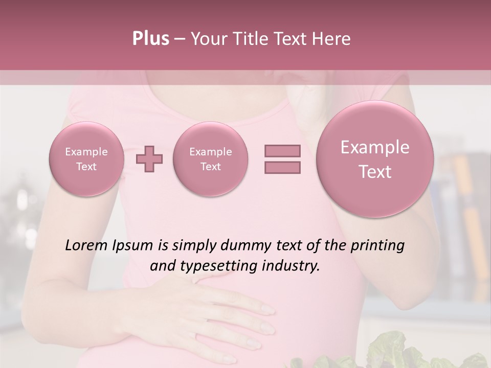 Pregnant Woman In Kitchen Making A Salad And Smiling PowerPoint Template