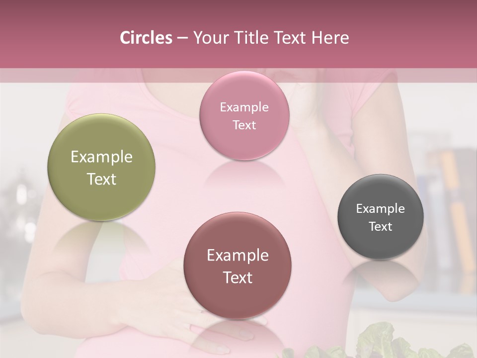 Pregnant Woman In Kitchen Making A Salad And Smiling PowerPoint Template