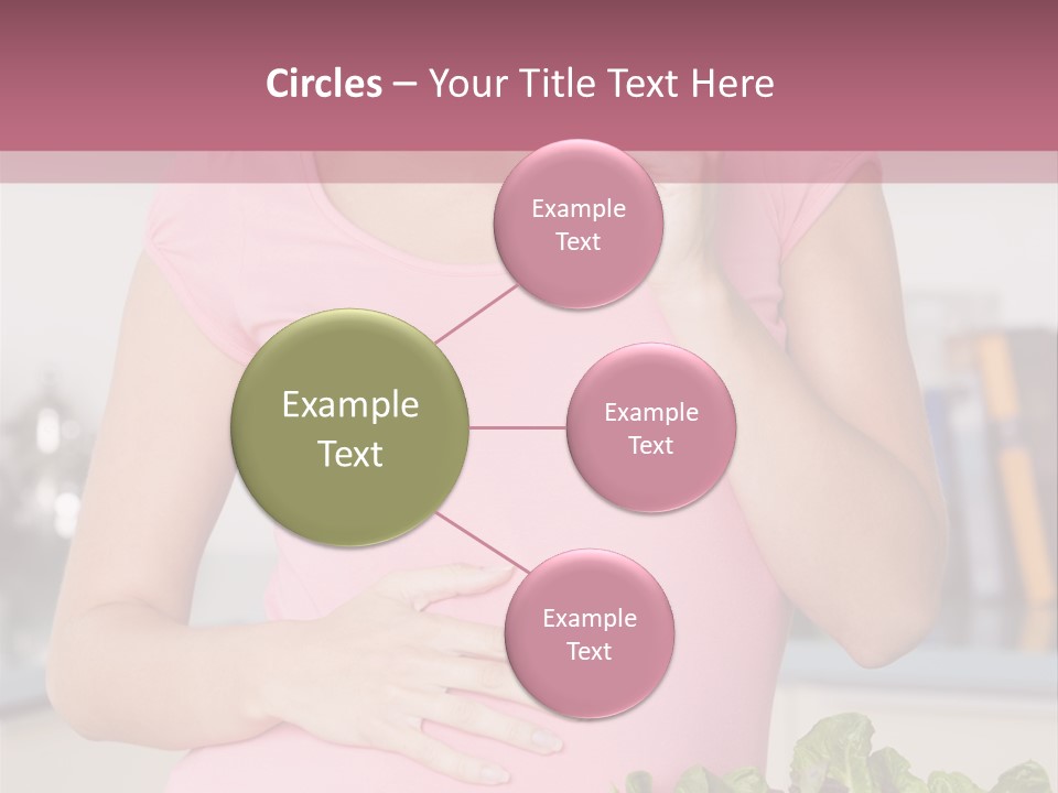 Pregnant Woman In Kitchen Making A Salad And Smiling PowerPoint Template