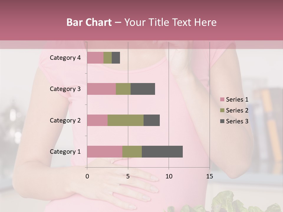 Pregnant Woman In Kitchen Making A Salad And Smiling PowerPoint Template
