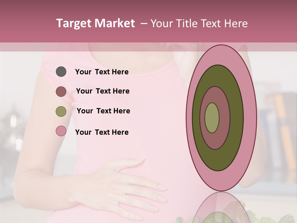 Pregnant Woman In Kitchen Making A Salad And Smiling PowerPoint Template