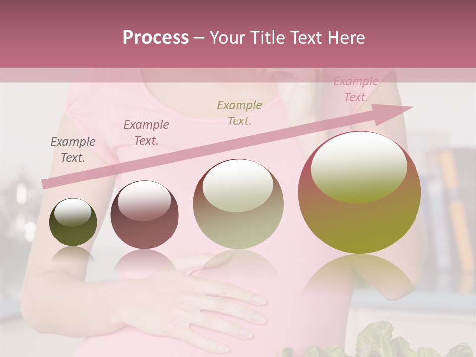Pregnant Woman In Kitchen Making A Salad And Smiling PowerPoint Template