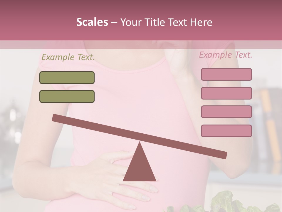 Pregnant Woman In Kitchen Making A Salad And Smiling PowerPoint Template