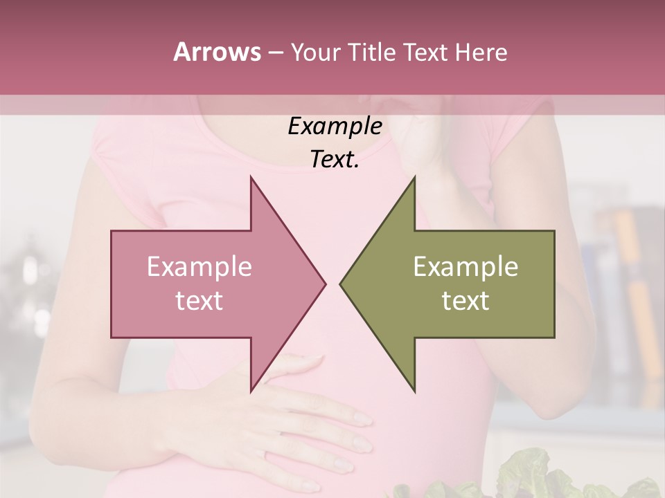 Pregnant Woman In Kitchen Making A Salad And Smiling PowerPoint Template