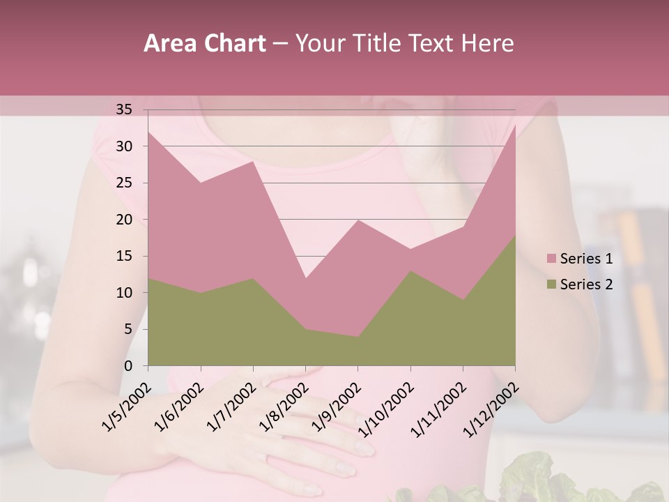 Pregnant Woman In Kitchen Making A Salad And Smiling PowerPoint Template