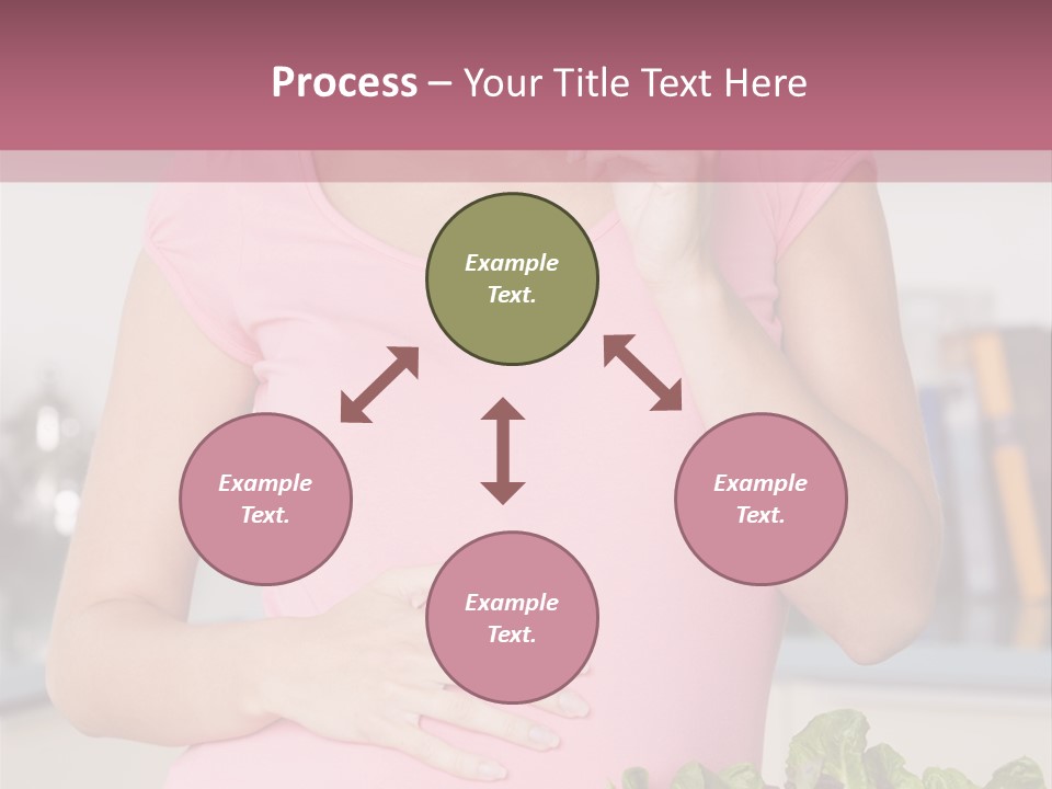 Pregnant Woman In Kitchen Making A Salad And Smiling PowerPoint Template