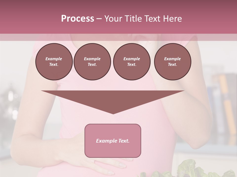 Pregnant Woman In Kitchen Making A Salad And Smiling PowerPoint Template