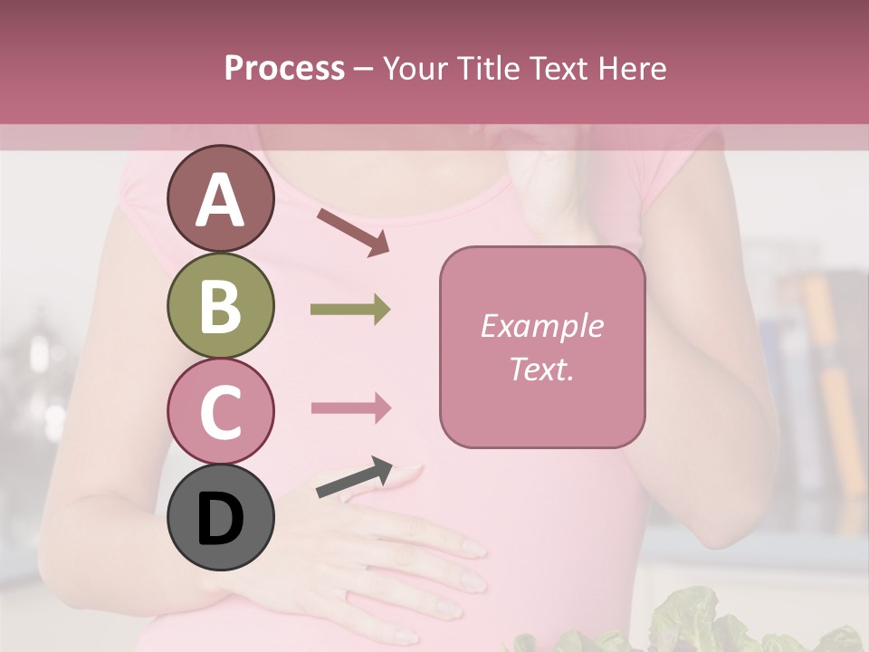 Pregnant Woman In Kitchen Making A Salad And Smiling PowerPoint Template
