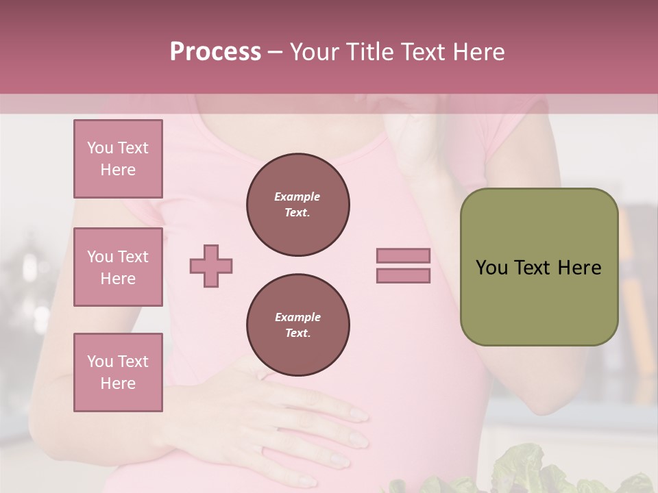 Pregnant Woman In Kitchen Making A Salad And Smiling PowerPoint Template
