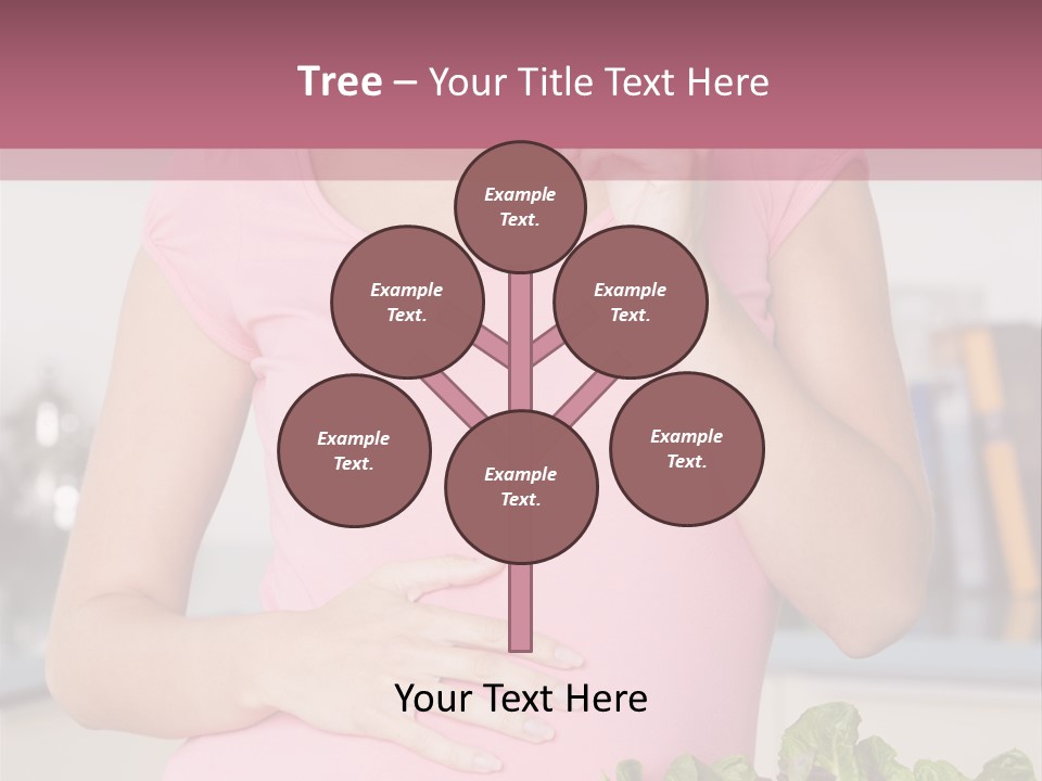 Pregnant Woman In Kitchen Making A Salad And Smiling PowerPoint Template