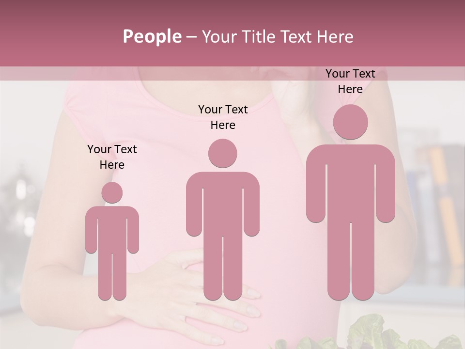 Pregnant Woman In Kitchen Making A Salad And Smiling PowerPoint Template