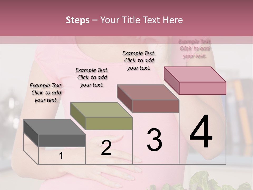 Pregnant Woman In Kitchen Making A Salad And Smiling PowerPoint Template