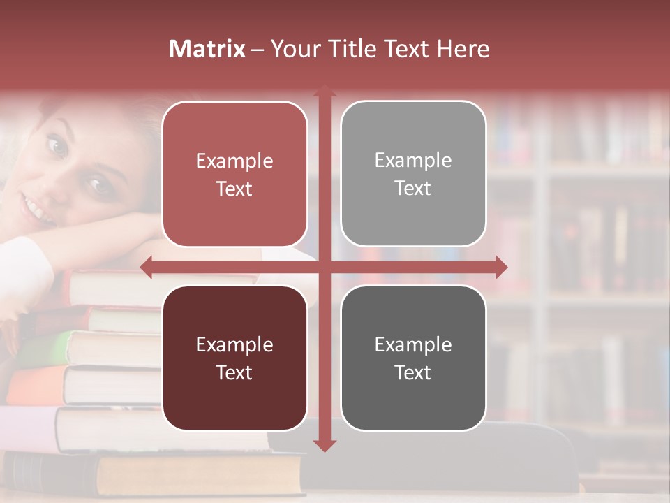 Portrait Of Tired Student Lying On The Stack Of Books PowerPoint Template