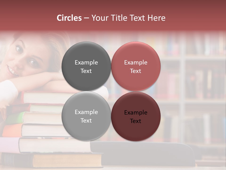 Portrait Of Tired Student Lying On The Stack Of Books PowerPoint Template