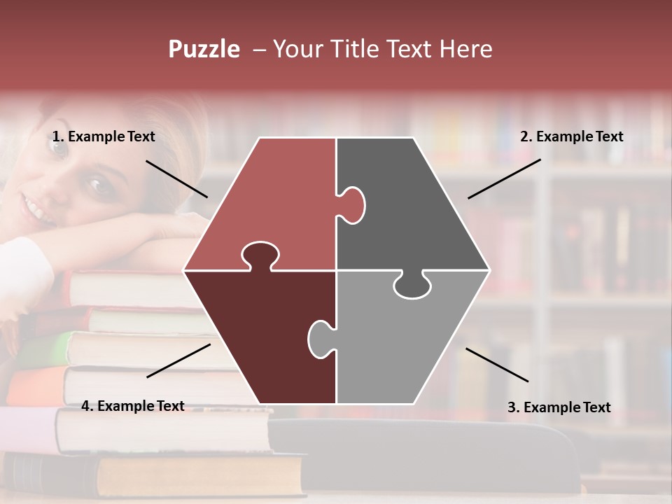 Portrait Of Tired Student Lying On The Stack Of Books PowerPoint Template