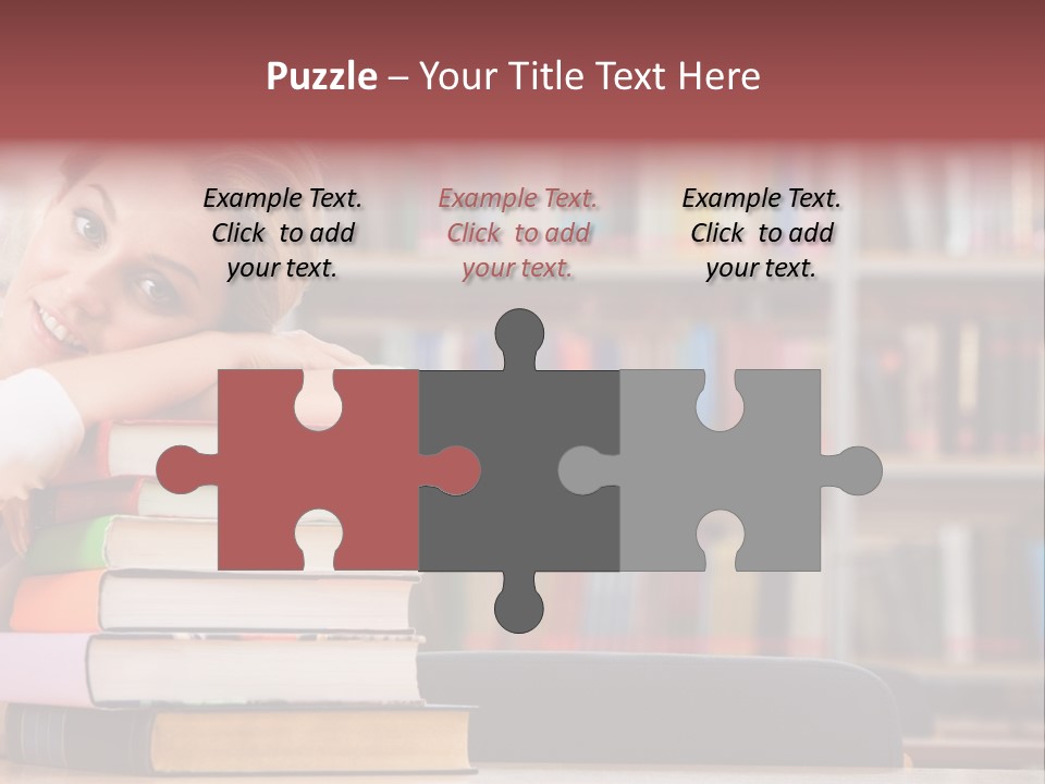 Portrait Of Tired Student Lying On The Stack Of Books PowerPoint Template
