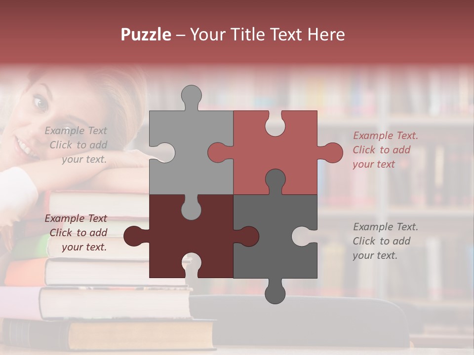 Portrait Of Tired Student Lying On The Stack Of Books PowerPoint Template