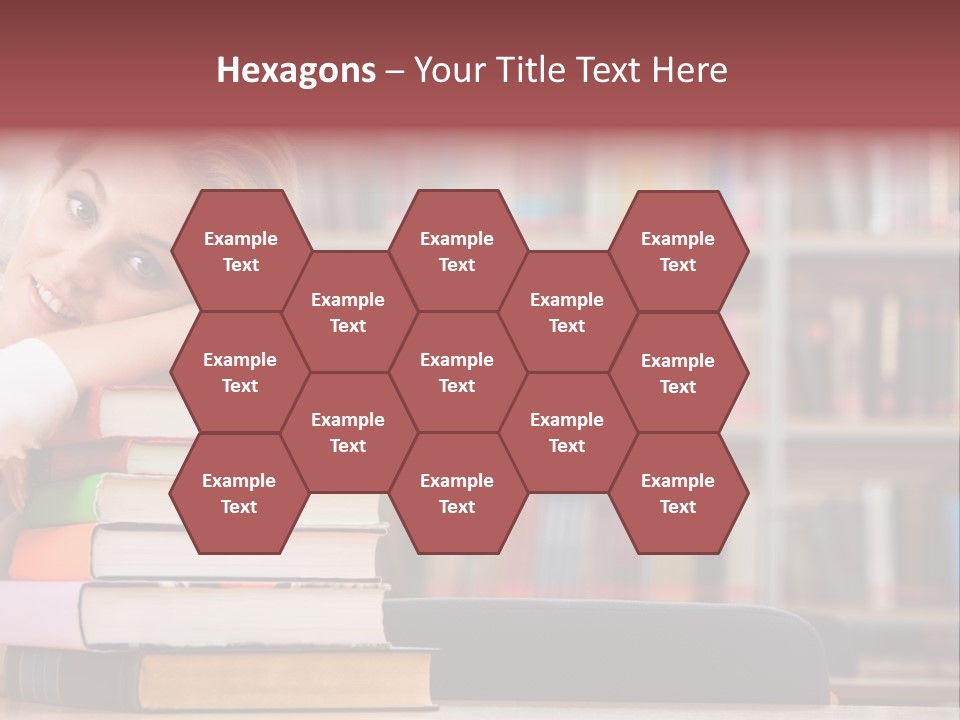 Portrait Of Tired Student Lying On The Stack Of Books PowerPoint Template