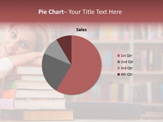 Portrait Of Tired Student Lying On The Stack Of Books PowerPoint Template