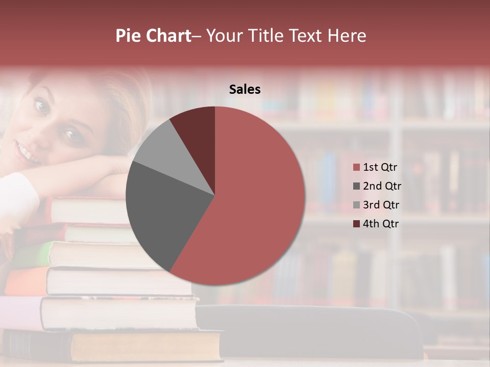 Portrait Of Tired Student Lying On The Stack Of Books PowerPoint Template
