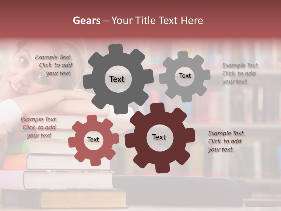 Portrait Of Tired Student Lying On The Stack Of Books PowerPoint Template