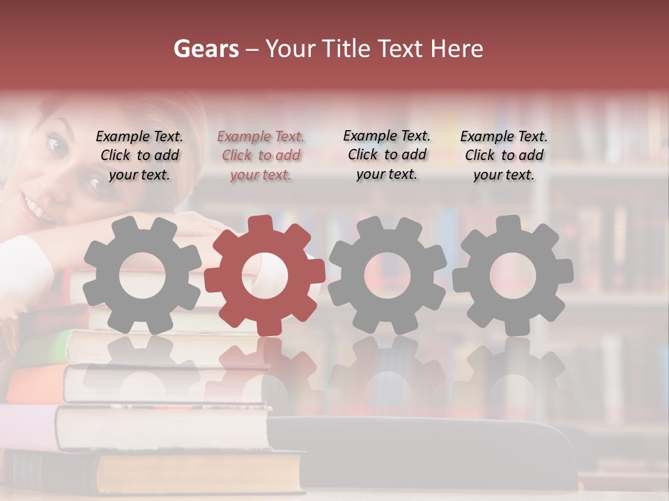 Portrait Of Tired Student Lying On The Stack Of Books PowerPoint Template