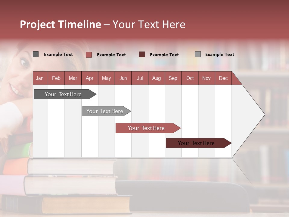 Portrait Of Tired Student Lying On The Stack Of Books PowerPoint Template