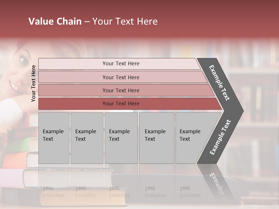 Portrait Of Tired Student Lying On The Stack Of Books PowerPoint Template