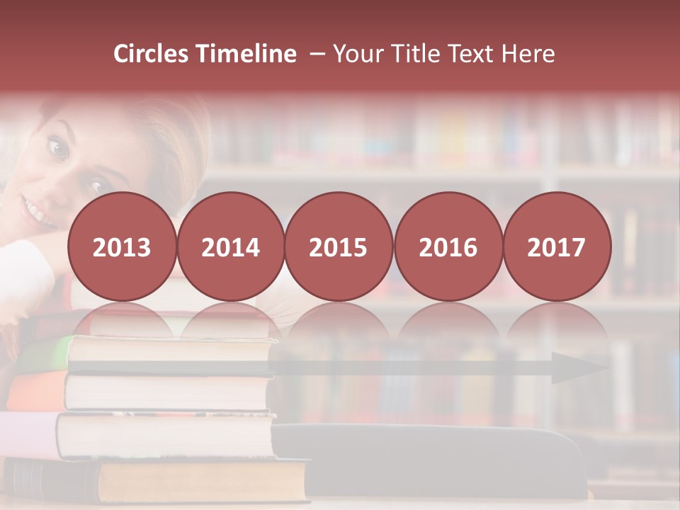 Portrait Of Tired Student Lying On The Stack Of Books PowerPoint Template