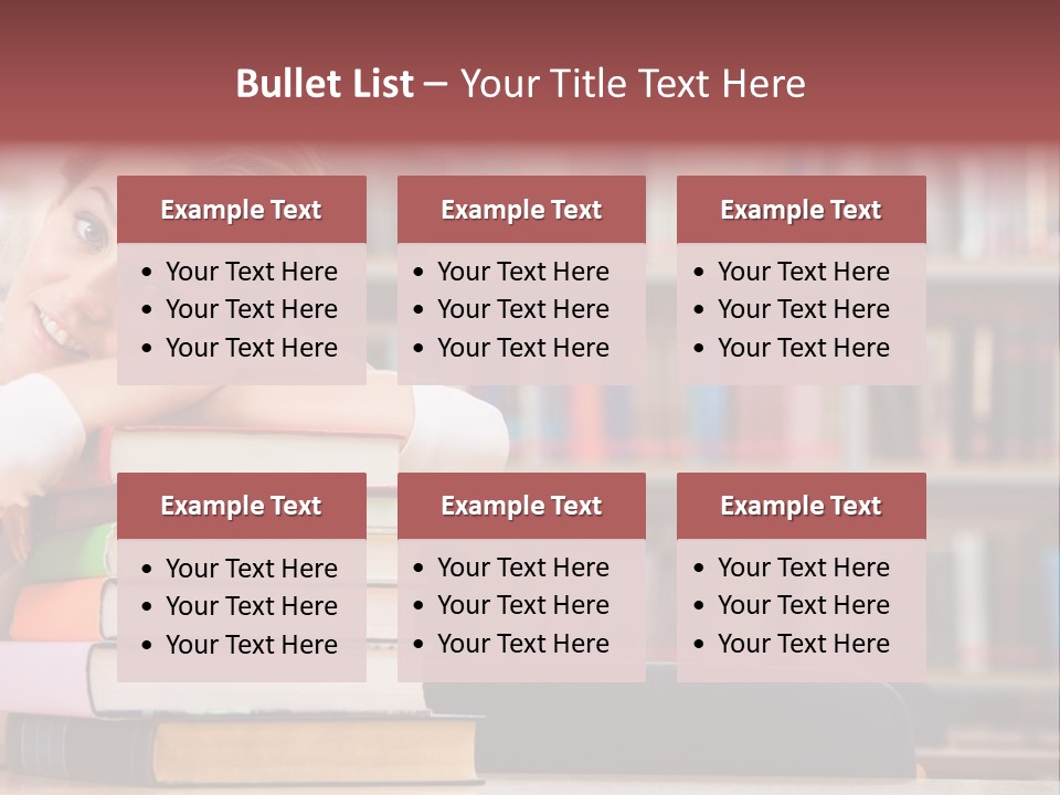 Portrait Of Tired Student Lying On The Stack Of Books PowerPoint Template