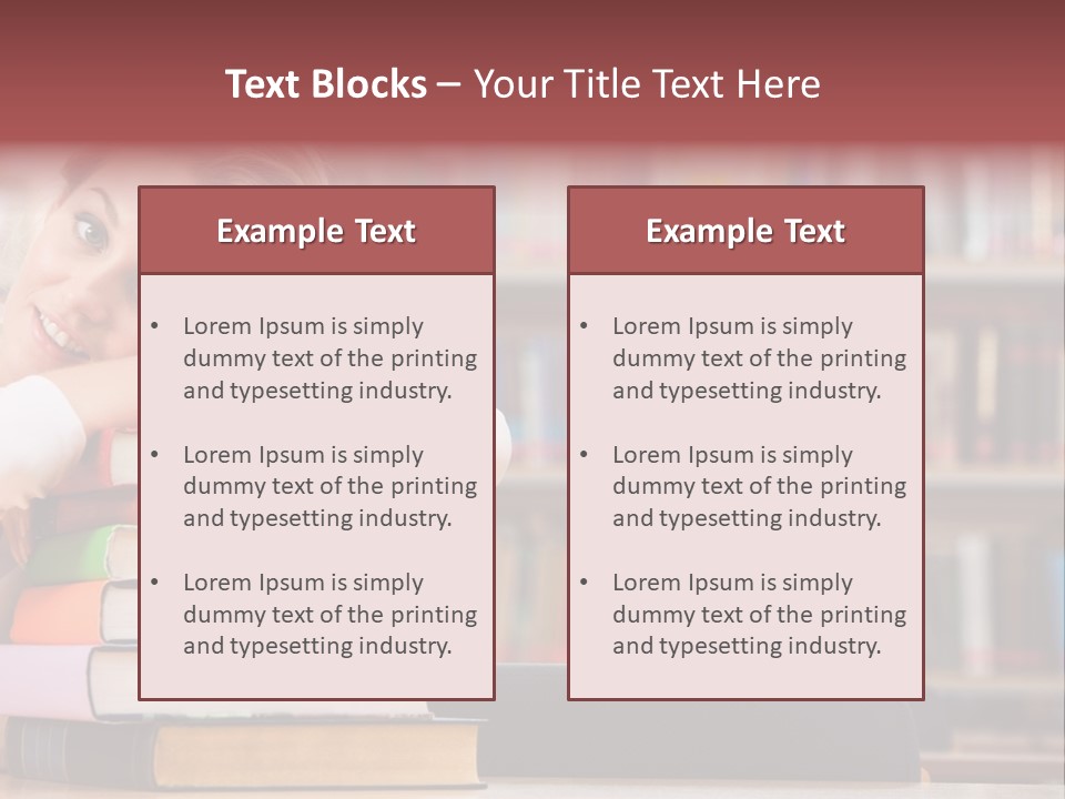 Portrait Of Tired Student Lying On The Stack Of Books PowerPoint Template