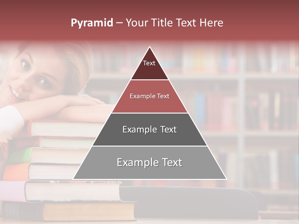 Portrait Of Tired Student Lying On The Stack Of Books PowerPoint Template