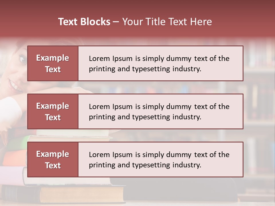 Portrait Of Tired Student Lying On The Stack Of Books PowerPoint Template