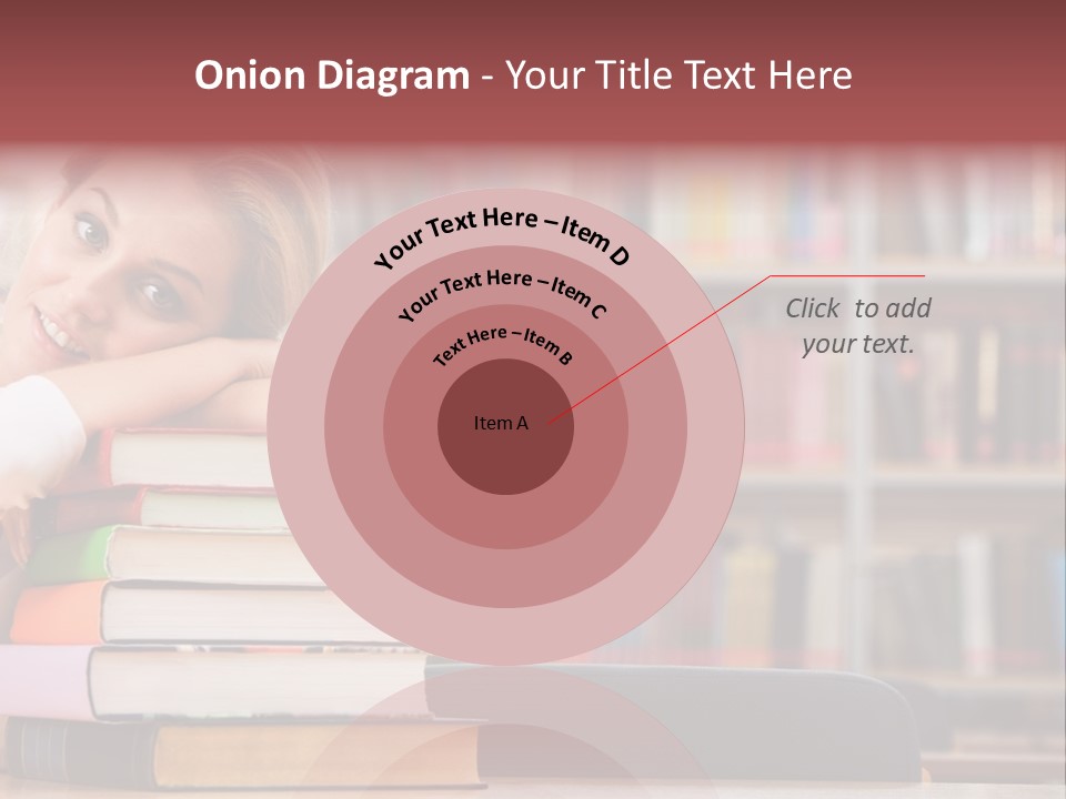 Portrait Of Tired Student Lying On The Stack Of Books PowerPoint Template
