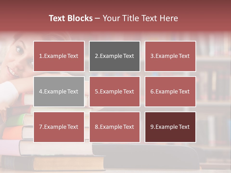 Portrait Of Tired Student Lying On The Stack Of Books PowerPoint Template