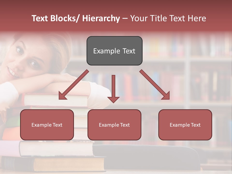 Portrait Of Tired Student Lying On The Stack Of Books PowerPoint Template