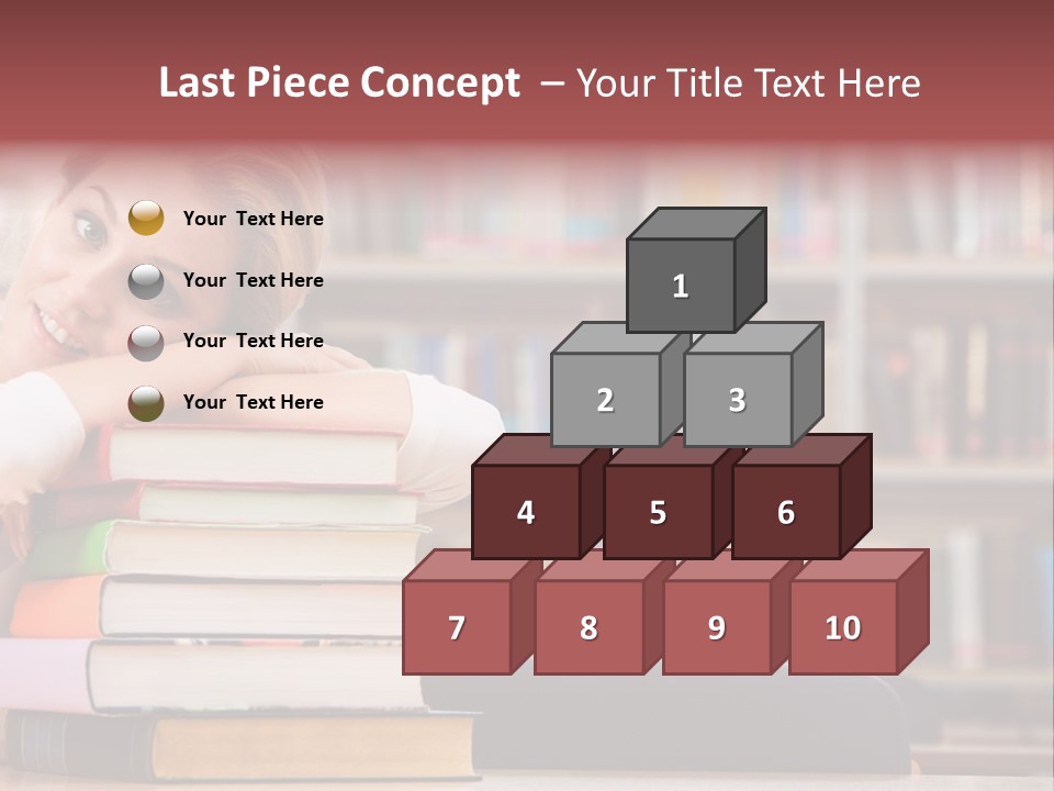 Portrait Of Tired Student Lying On The Stack Of Books PowerPoint Template